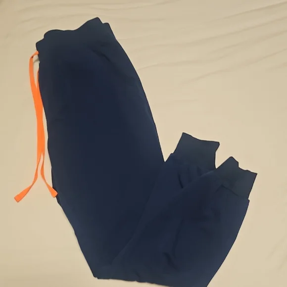 Figs Deep Blue Scrub Set with Bright Orange Accent - Picture 5 of 5